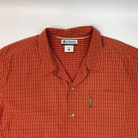 Columbia Shirt Mens XL Extra Large Red Yellow Plaid Cotton Button Up Collared - Picture 3 of 12